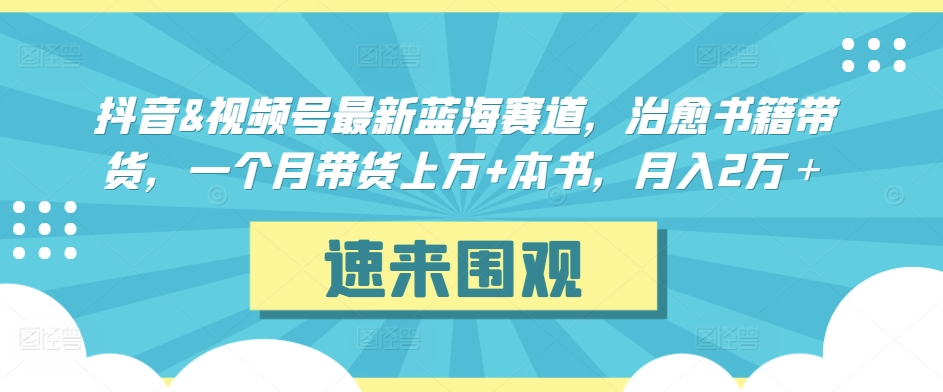 抖音&视频号最新蓝海赛道，治愈书籍带货，一个月带货上万+本书，月入2万＋-启航资源站