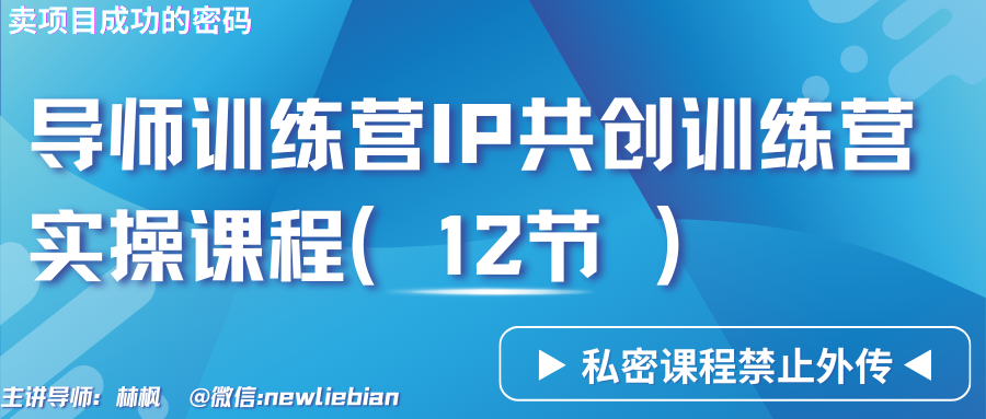 导师训练营3.0IP共创训练营私密实操课程（12节）-卖项目的密码成功秘诀-启航资源站