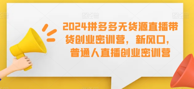 2024拼多多无货源直播带货创业密训营，新风口，普通人直播创业密训营-启航资源站