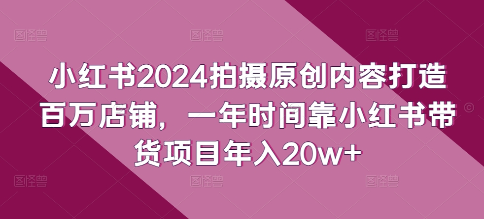 小红书2024拍摄原创内容打造百万店铺，一年时间靠小红书带货项目年入20w+-启航资源站