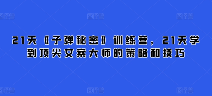 21天《子弹秘密》训练营，21天学到顶尖文案大师的策略和技巧-启航资源站