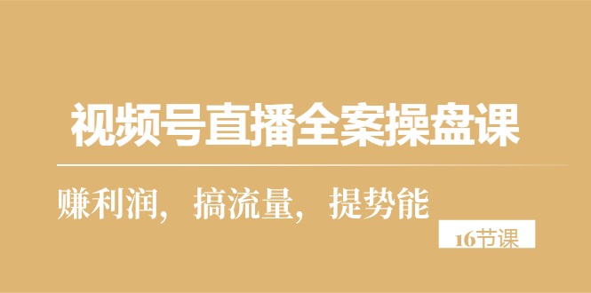 （10207期）视频号直播全案操盘课，赚利润，搞流量，提势能（16节课）-启航资源站