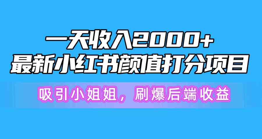 （10187期）一天收入2000+，最新小红书颜值打分项目，吸引小姐姐，刷爆后端收益-启航资源站