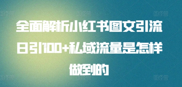 全面解析小红书图文引流日引100+私域流量是怎样做到的-启航资源站