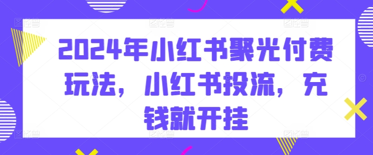 2024年小红书聚光付费玩法，小红书投流，充钱就开挂-启航资源站