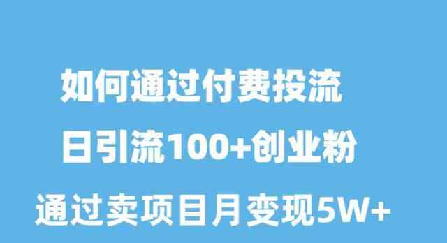 （10189期）如何通过付费投流日引流100+创业粉月变现5W+-启航资源站