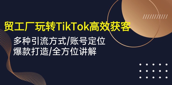 外贸工厂玩转TikTok高效获客，多种引流方式/账号定位/爆款打造/全方位讲解-启航资源站