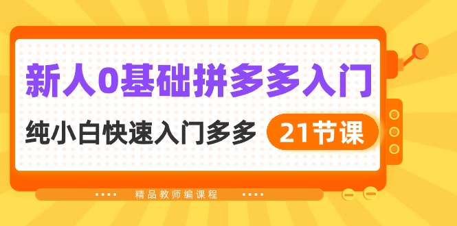 新人0基础拼多多入门，纯小白快速入门多多（21节课）-启航资源站