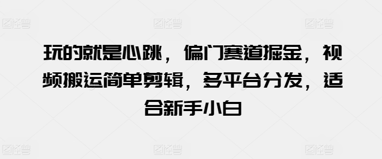 玩的就是心跳，偏门赛道掘金，视频搬运简单剪辑，多平台分发，适合新手小白-启航资源站