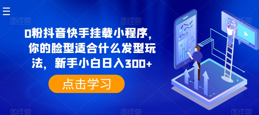 0粉抖音快手挂载小程序，你的脸型适合什么发型玩法，新手小白日入300+-启航资源站