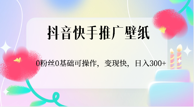 抖音快手推广壁纸，0粉丝0基础可操作，变现快，日入300+-启航资源站