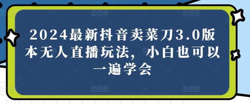 2024最新抖音卖菜刀3.0版本无人直播玩法，小白也可以一遍学会-启航资源站