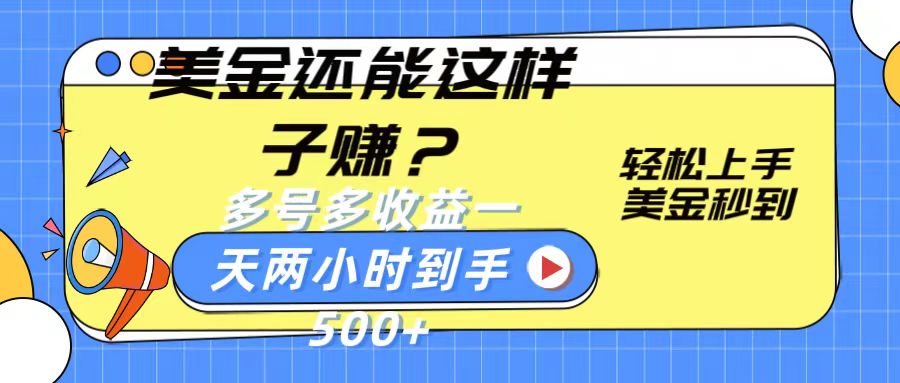 美金还能这样子赚？轻松上手，美金秒到账 多号多收益，一天 两小时，到手500+-启航资源站