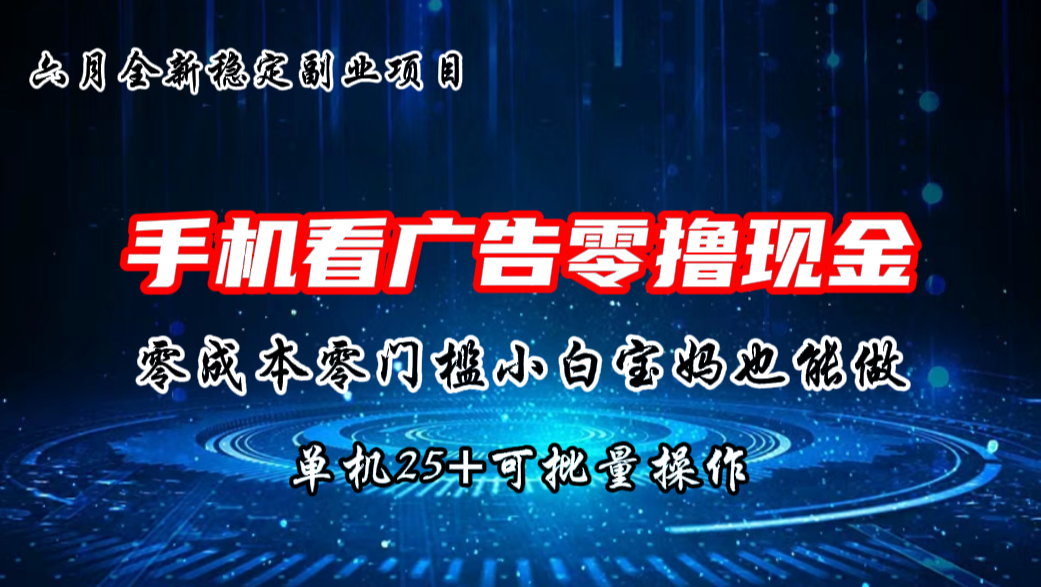 六月新项目，单机撸现金，单机20+，零成本零门槛，可批量操作-启航资源站