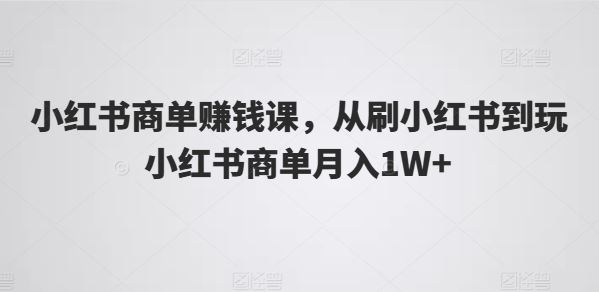 小红书商单赚钱课，从刷小红书到玩小红书商单月入1W+-启航资源站