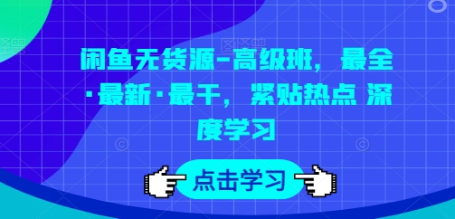 闲鱼无货源-高级班，最全·最新·最干，紧贴热点 深度学习-启航资源站