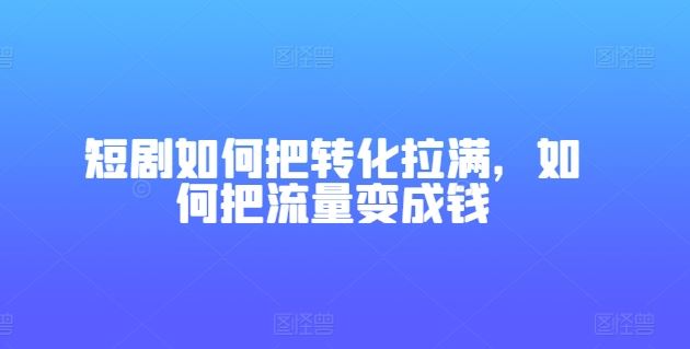 短剧如何把转化拉满，如何把流量变成钱-启航资源站