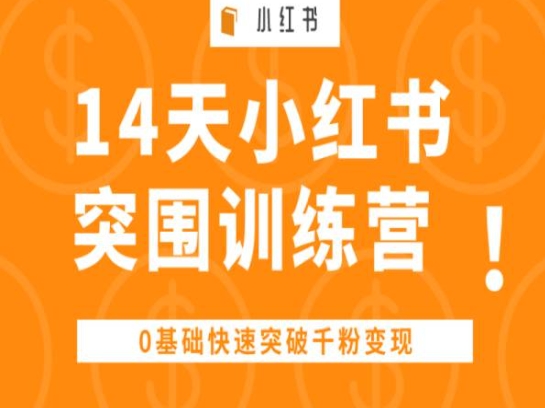 14天小红书突围训练营 ，0基础快速突破千粉变现-启航资源站