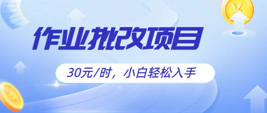 作业批改项目30元/时，简单小白轻松入手，非常适合兼职-启航资源站