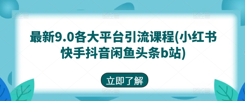 最新9.0各大平台引流课程(小红书快手抖音闲鱼头条b站)-启航资源站