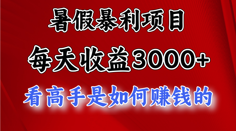 暑假暴力项目 1天收益3000+，视频号，快手，不露脸直播.次日结算-启航资源站