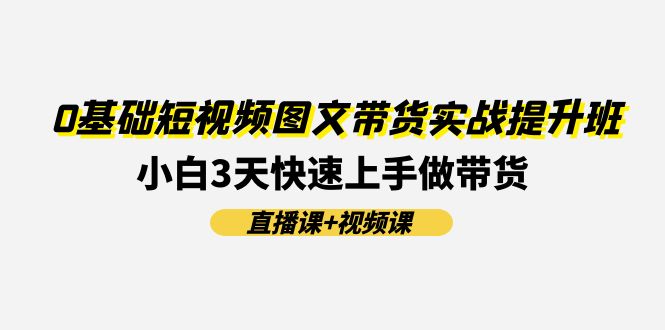 0基础短视频图文带货实战提升班，小白3天快速上手做带货(直播课+视频课)-启航资源站