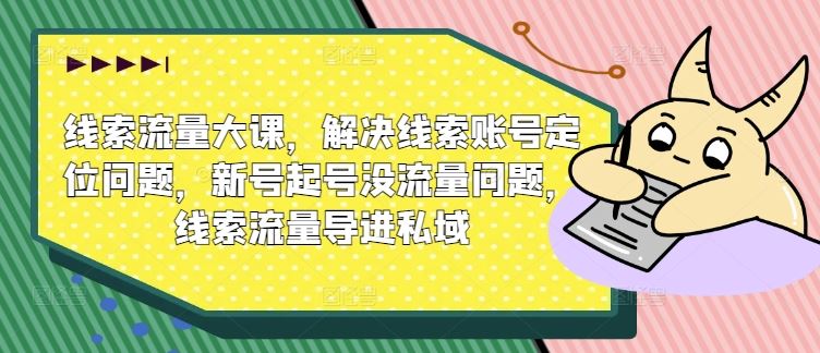 线索流量大课，解决线索账号定位问题，新号起号没流量问题，线索流量导进私域-启航资源站