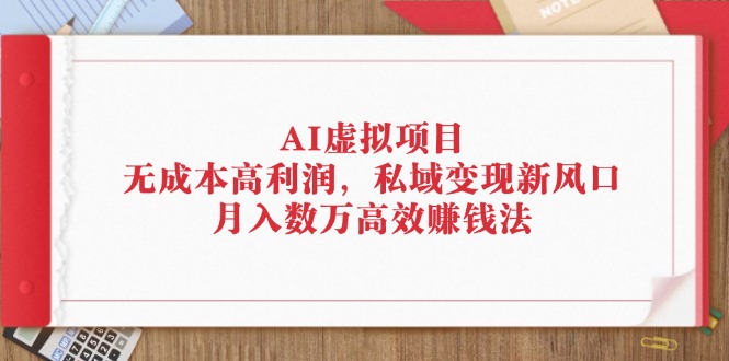 （12355期）AI虚拟项目：无成本高利润，私域变现新风口，月入数万高效赚钱法-启航资源站