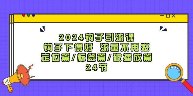 2024钩子引流课：钩子下得好流量不再愁，定位篇/标签篇/破播放篇/24节-启航资源站