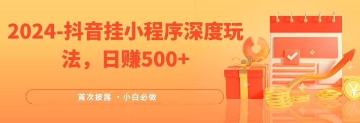 2024全网首次披露，抖音挂小程序深度玩法，日赚500+，简单、稳定，带渠道收入，小白必做【揭秘】-启航资源站