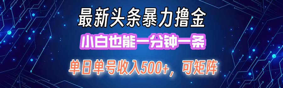 （12380期）最新暴力头条掘金日入500+，矩阵操作日入2000+ ，小白也能轻松上手！-启航资源站