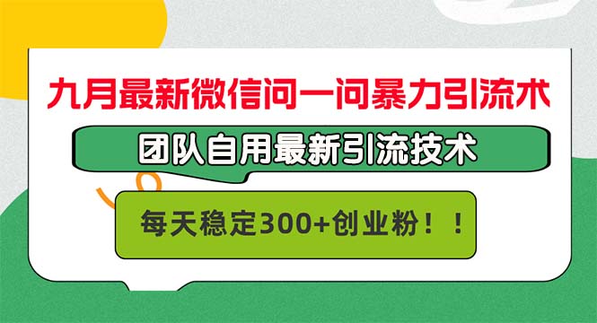 九月最新微信问一问暴力引流术，团队自用引流术，每天稳定300+创…-启航资源站