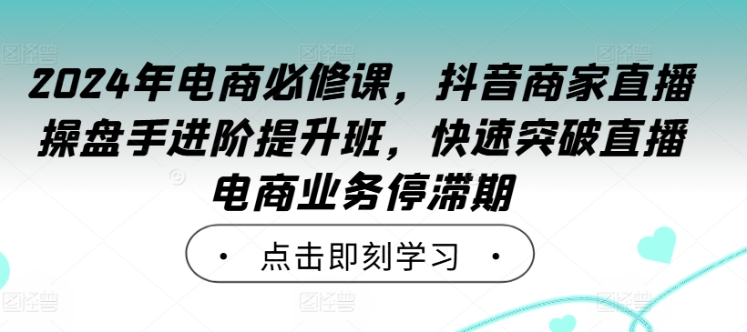 2024年电商必修课，抖音商家直播操盘手进阶提升班，快速突破直播电商业务停滞期-启航资源站