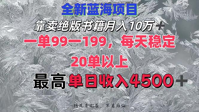 （12512期）靠卖绝版书籍月入10W+,一单99-199，一天平均20单以上，最高收益日入4500+-启航资源站