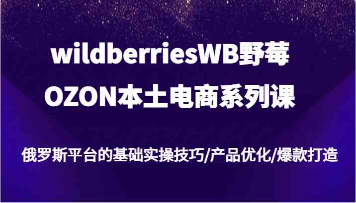 wildberriesWB野莓/OZON本土电商系列课，俄罗斯平台的基础实操技巧/产品优化/爆款打造-启航资源站