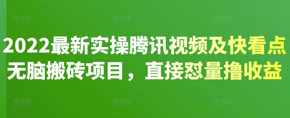 2022最新实操腾讯视频及快看点无脑搬砖项目，直接怼量撸收益￼-启航资源站