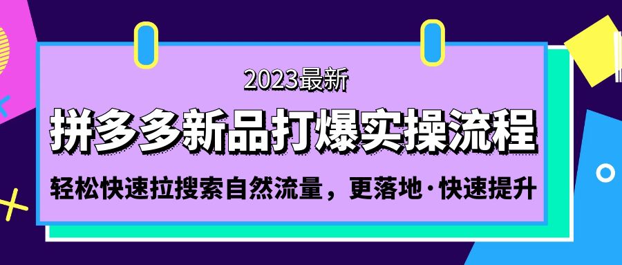 拼多多-新品打爆实操流程：轻松快速拉搜索自然流量，更落地·快速提升!-启航资源站