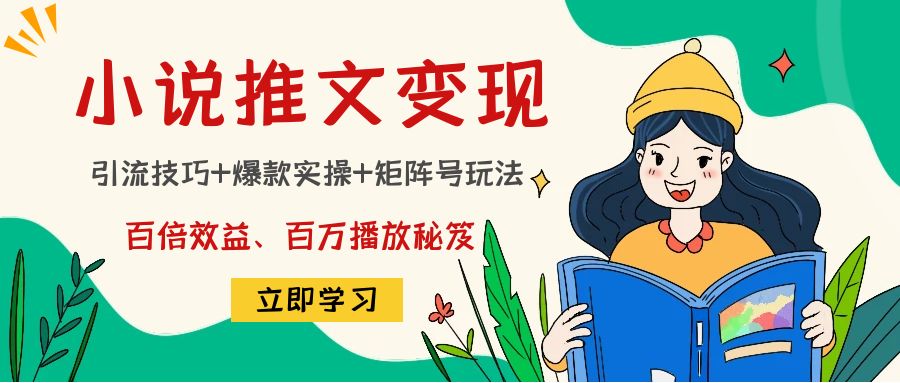 小说推文训练营：引流技巧+爆款实操+矩阵号玩法，百倍效益、百万播放秘笈-启航资源站