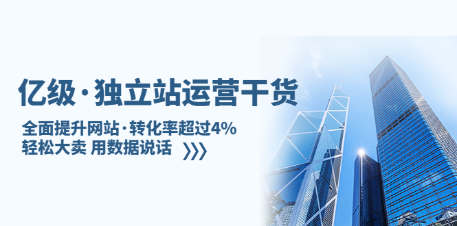 亿级·独立站运营干货：全面提升网站·转化率超过4%，轻松大卖 用数据说话-启航资源站