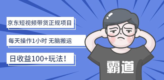 京东短视频带货正规项目：每天操作1小时无脑搬运日收益100+玩法！￼-启航资源站