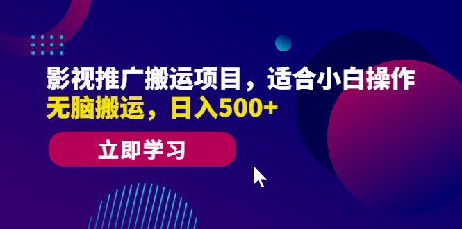 影视推广搬运项目，适合小白操作，无脑搬运，日入500+-启航资源站