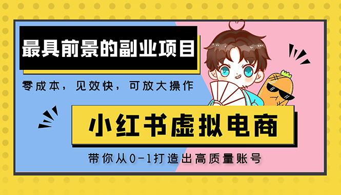 小红书蓝海大市场虚拟电商项目，手把手带你打造出日赚2000+高质量红薯账号-启航资源站