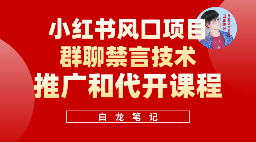 小红书风口项目日入300+，小红书群聊禁言技术代开项目，适合新手操作-启航资源站