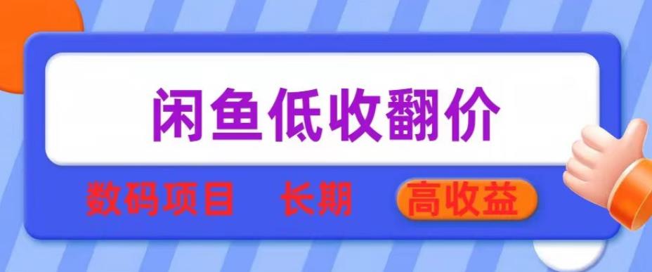 闲鱼低收翻价数码暴利项目，长期高收益【揭秘】-启航资源站