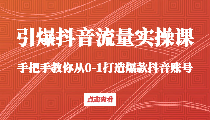 引爆抖音流量实操课，手把手教你从0-1打造爆款抖音账号-启航资源站