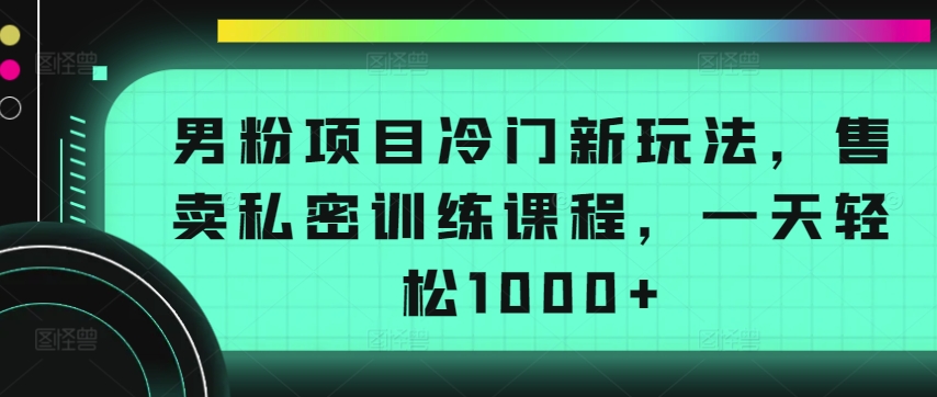 男粉项目冷门新玩法，售卖私密训练课程，一天轻松1000+-启航资源站