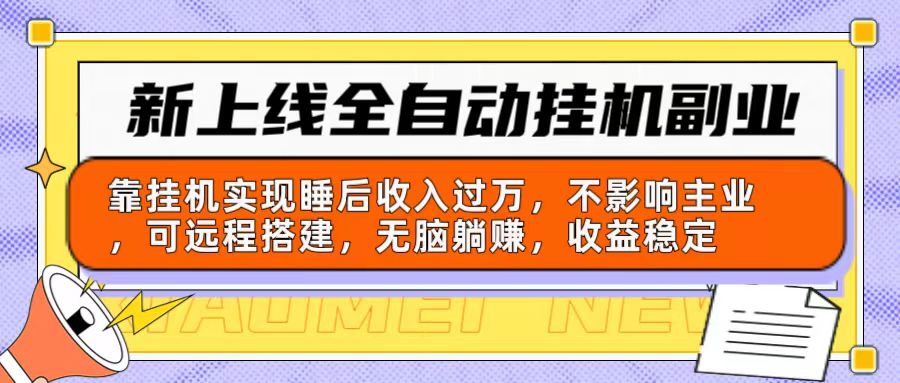 （10588期）新上线全自动挂机副业：靠挂机实现睡后收入过万，不影响主业可远程搭建…-启航资源站