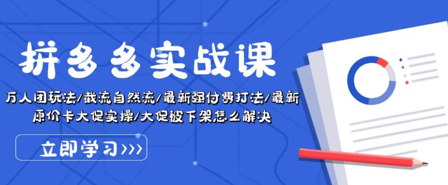 拼多多实战课：万人团玩法/截流自然流/最新强付费打法/最新原价卡大促..-启航资源站