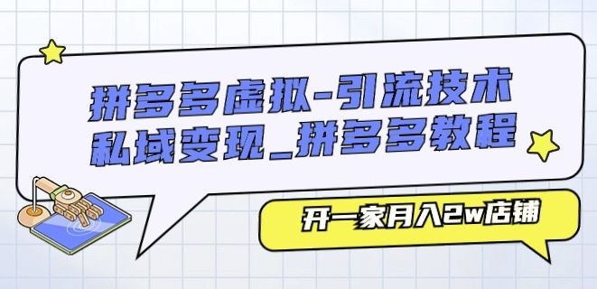 拼多多虚拟-引流技术与私域变现_拼多多教程：开一家月入2w店铺-启航资源站