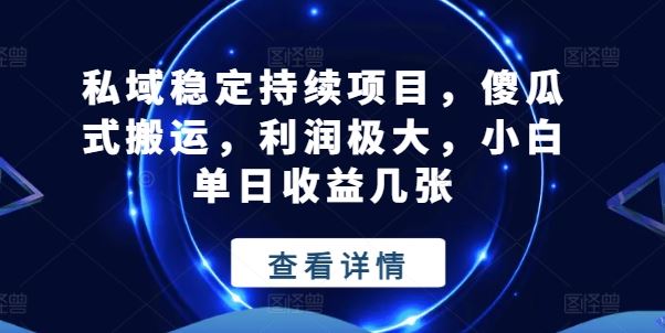 私域稳定持续项目，傻瓜式搬运，利润极大，小白单日收益几张【揭秘】-启航资源站